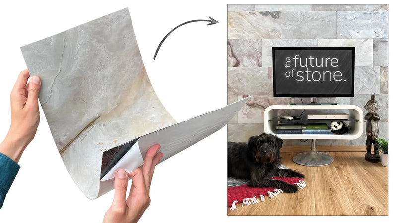 Self-adhesive stone veneers